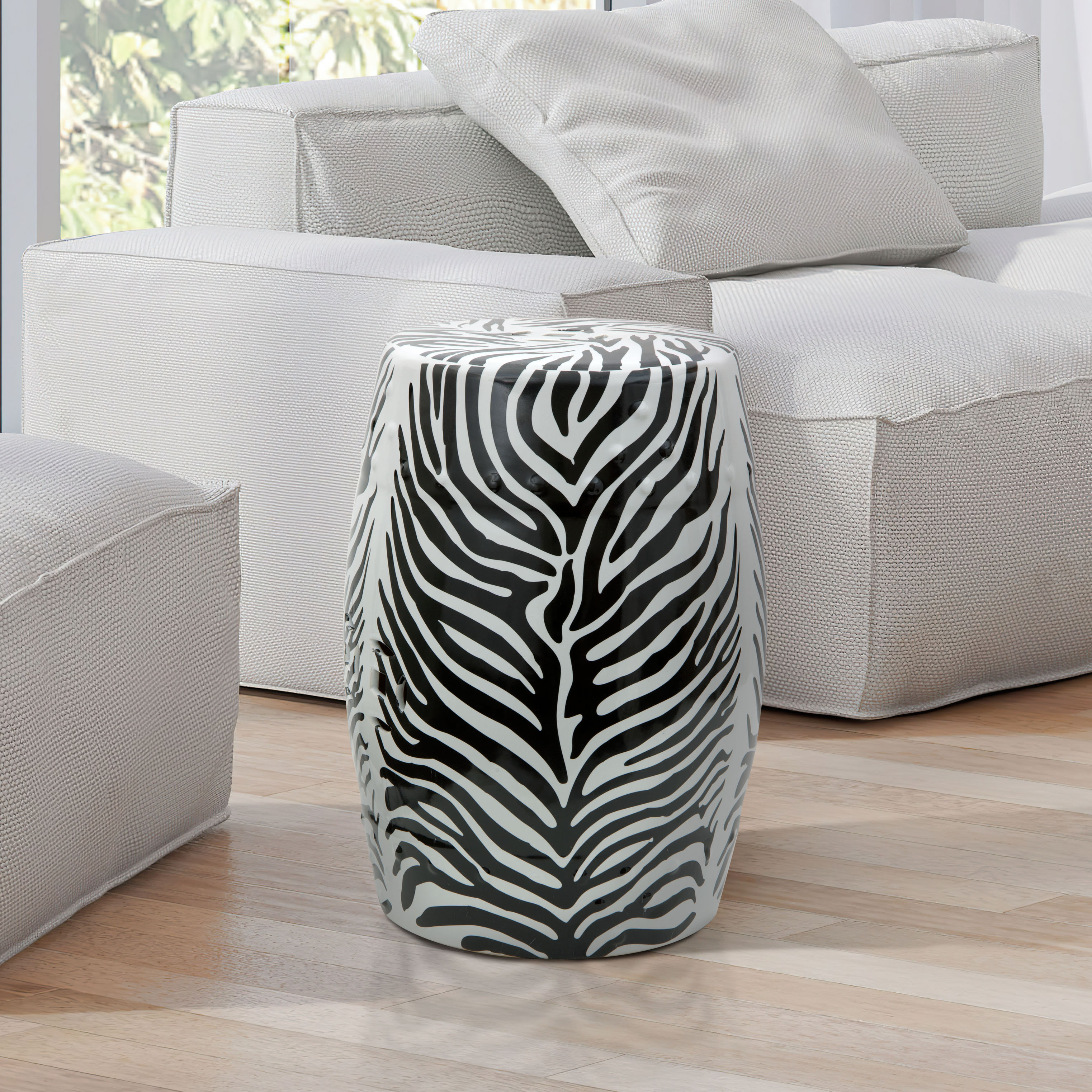 Oriental Furniture Zebra Leaf Porcelain Garden Stool Reviews Wayfair